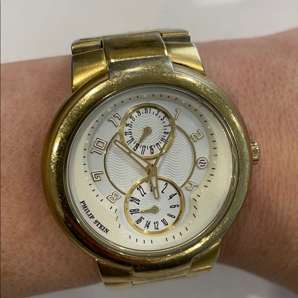 Philip Stein unisex 38 mm gold plated watch - Picture 2 of 6